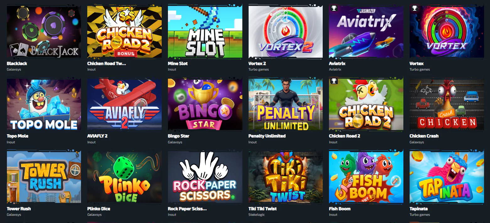 Sélection de jeux disponibles sur Casinozer